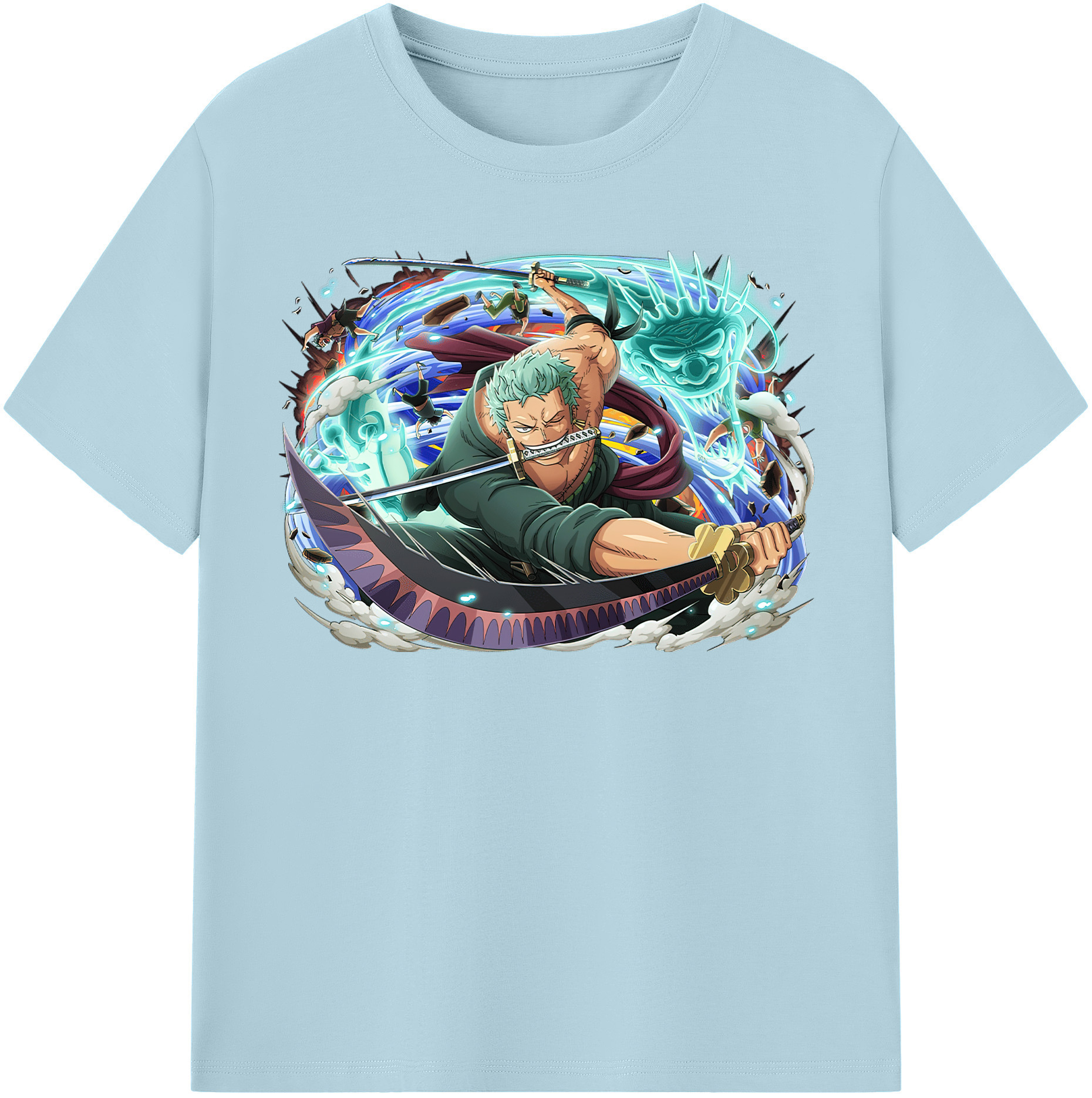 ワンピース ロロノア・ゾロ ONE PIECE Roronoa Zoro 綿100％半袖Tシャツ（フロントプリント）